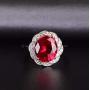 Alexs Wish List Lab Created Ruby Halo Ring in 14K White Gold Plated Adjustable Size