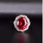 Alexs Wish List Lab Created Ruby Halo Ring in 14K White Gold Plated Adjustable Size