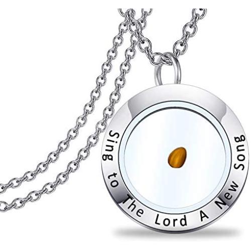 WUSUANED Mustard Seed Faith Necklace Seed Charm with Bible Verse Inscription Christian Pendant Religious Jewelry Inspirational Christian Gift for Women Girls