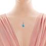 Caperci Sterling Silver Blue Topaz and Paw Heart Pendant Necklace - Christmas Day Jewelry Gift for Mom/Wife