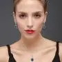 Bridal Jewelry Set for Women - Silver Plated Cubic Zirconia Crystal Oval Halo Necklace and Dangle Earrings Set Fashion Jewelry Set by AMYJANE Bridal Jewelry Set for Women - Silver Plated Cubic Zirconia Crystal Oval Halo Necklace and Dangle Earrings Set Fashion Jewelry Set by AMYJANE
