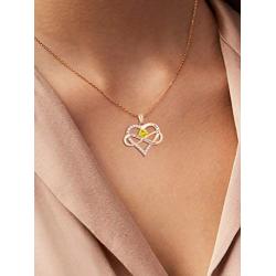 sovesi Infinity Heart Necklace for Women, Rose Gold Love Birthstone Pendant Necklace with Cubic Zirconia Jewelry Birthday Gifts for Women