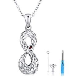 Cuoka Snake Necklaces,925 Sterling Silver Snake Necklaces for Ashes,Cremation Jewelry for Ashes Urn Jewelry with Gift Box