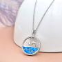 Created Opal Dolphin Necklace for Women Sterling Silver Eternal Love Animal Wave Pendant Necklace Dolphin Ocean Jewelry Gift for Dolphin Lover Girlfriend Mother
