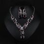 Hamer Costume Jewelry Purple and White Crystal Choker Pendant Statement Charm Necklace and Earrings Sets Women
