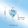 Qitian Jewelry Sky Blue Topaz Necklace - 925 Sterling Silver 1.47 CT Heart Necklace March Birthstone Necklace Pendant Birthday Anniversary Christmas Jewelry Gift for Women Girls