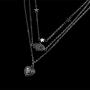 Chargances Women Heart and Palm Pendant Necklace Silver Choker Necklace Bohemia Three Layered Necklace Delicate Long Choker Chain Jewelry for Prom Party Festival Dating Gift for Women and Girls