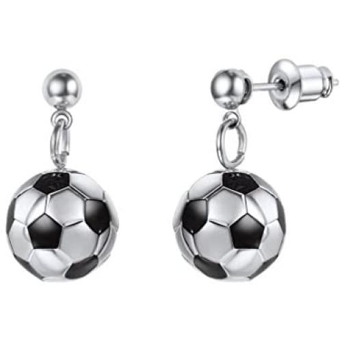 PROSTEEL Stainless Steel 3D Soccer Football/Basketball Charm Necklace/Earrings Unisex Jewelry Boys Mens Girls Womens Fan Gift