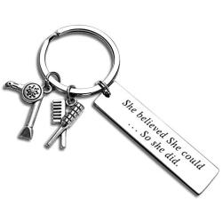 Hairdresser Gift Hairstylist Keychain Cosmetology Graduation Gift She Believed She Could So She Did Keychain Appreciation Employee Gift