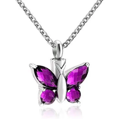 LovelyCharms Butterfly Animal Urn Necklace for Ashes Stainless Steel Keepsake Memorial Cremation
