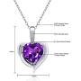 Gem Stone King Purple Amethyst and White Diamond 925 Sterling Silver Pendant Necklace 1.42 Ct Heart Shape with 18 Inch Silver Chain