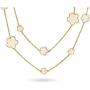 Fashion White Black Enamel Large Flower Long Gold Plated Station Chain Wrap Layer Clover Necklace for Women 40 Inch