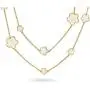 Fashion White Black Enamel Large Flower Long Gold Plated Station Chain Wrap Layer Clover Necklace for Women 40 Inch