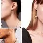 Inverted Cross Earrings Solid 925 Sterling Silver Gold Plated Women Men Unisex Upside-Down Cross Dangle Earrings Stud Satanic Statement Earrings Best Birthday