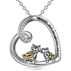 ONEFINITY Sea Turtle Necklace S925 Sterling Silver Turtle Necklace Heart Tortoise Pendant Turtle Jewelry Gifts for Turtle Lovers Women