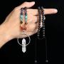 Top Plaza 7 Chakra Healing Crystal Natural Stone Beaded Necklace Silver Copper Wire Wrapped Stone Hexagonal Pendant Necklaces Yoga Meditation Reiki Jewelry for Women