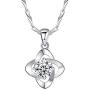 PAPUKA 925 Sterling Silver Four Leaf Clover Pendant Necklace for Women Girls,5A Cubic Zirconia Christmas Fashion Jewelry Gift Birthday Gift for Mom Women Wife Girls Her