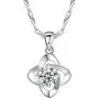 PAPUKA 925 Sterling Silver Four Leaf Clover Pendant Necklace for Women Girls,5A Cubic Zirconia Christmas Fashion Jewelry Gift Birthday Gift for Mom Women Wife Girls Her