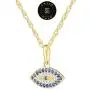SOLIDGOLD- 14K Yellow Gold Crystal Clear & Blue CZ Evil Eye Pendant and an Adjustable Necklace Chain SOLIDGOLD- 14K Yellow Gold Crystal Clear & Blue CZ Evil Eye Pendant and an Adjustable Necklace Chain