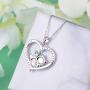 ACJNA 925 Sterling Silver Panda Bear Necklace Bamboo Heart Pendant Engraved I Love You Forever Women Jewelry