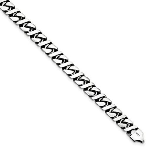 Solid 925 Sterling Silver Flat Link Bracelet - with Secure Lobster Lock Clasp 7.5''