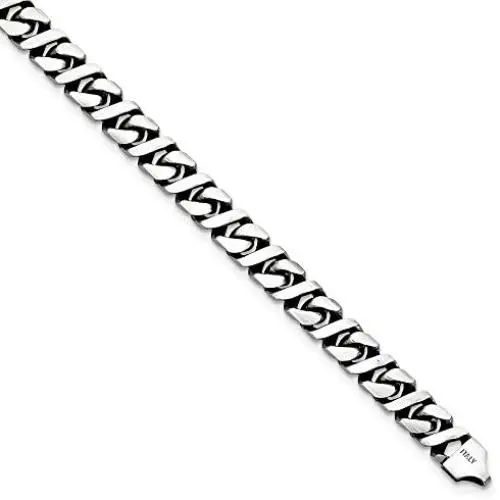 Solid 925 Sterling Silver Flat Link Bracelet - with Secure Lobster Lock Clasp 7.5'' Solid 925 Sterling Silver Flat Link Bracelet - with Secure Lobster Lock Clasp 7.5''
