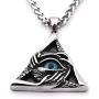 Gungneer Eye of Providence Necklace Pendant Stainless Steel CZ Stones Illuminati Jewelry Biker Accessory Men Women