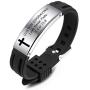 MeMeDIY Inspirational Quote Cross Bracelets Faith Christian Bible Accessories Verse Silicone ID Wristband Religious Gifts for Men Women Boys Girls Stainless Steel Rubber Adjustable (2 Colors)