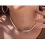 U/D Gold Plated Snake Chain Necklace Bracelet 5MM Flat Herringbone Choker Dainty Adjustable 16Inch Necklace for Women