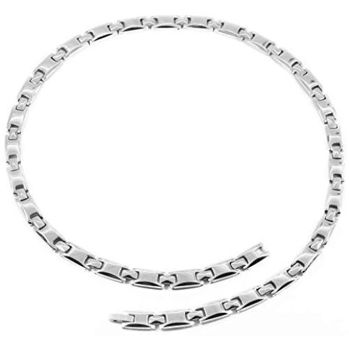 N+NITROLUBE Silver Magnetic Necklace for Women Men Healing Therapy Shoulder Titanium Necklaces Fashion Magnetic Jewelry Gift (Silver, 20 inches)