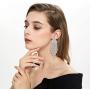 minmin Wedding Long Chandelier Rhinestone Tassel Heart Dangle Drop Earrings for Women Party Jewelry Ladies Gifts