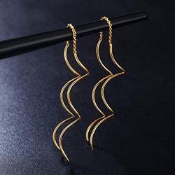 Acefeel Fresh Style Exquisite Threader Dangle Earrings Curve Twist Shape for Womens Gift E158