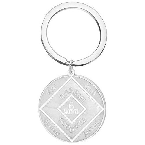 Detailed NA with Serenity Prayer Narcotics Anonymous Recovery Necklace Key Chain Jewelry Sponsor Gift