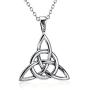 925 Sterling Silver Good Luck Irish Celtic Knot Triangle Vintage Pendant Necklaces, Rolo Chain 18 inches