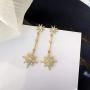 Orris Diamond Cubic Zirconia Mounted Gold Star Style Dangle Drop Earrings for Women Girls