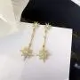 Orris Diamond Cubic Zirconia Mounted Gold Star Style Dangle Drop Earrings for Women Girls Orris Diamond Cubic Zirconia Mounted Gold Star Style Dangle Drop Earrings for Women Girls