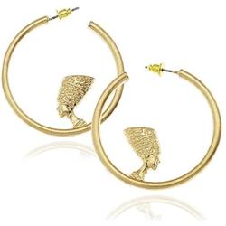 RechicGu Ancient Egyptian Queen Nefertiti Hoop Ear Studs Earrings Revival Cleopatra Amulet Halloween Goth Punk Rock