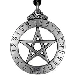 Large Theban Alphabet Pentacle Jewelry Hermetic Pentagram Pagan Wiccan Enochian Pendant