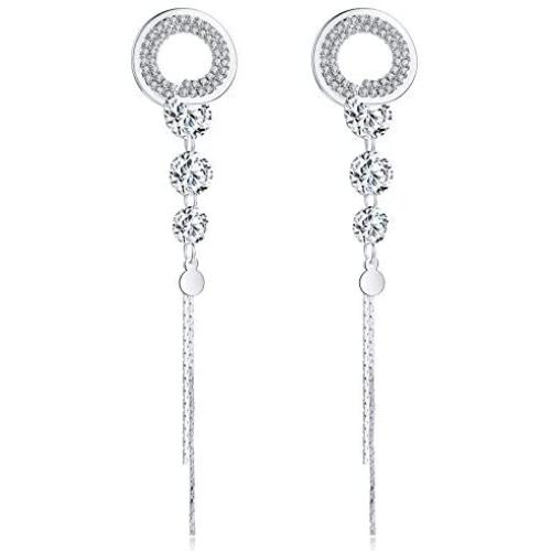 SBLING Platinum-Plated Cubic Zirconia Drop Earrings - Gifts for Women/Girls