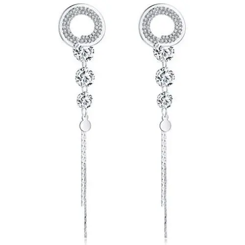 SBLING Platinum-Plated Cubic Zirconia Drop Earrings - Gifts for Women/Girls SBLING Platinum-Plated Cubic Zirconia Drop Earrings - Gifts for Women/Girls
