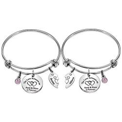 Aeora 2pcs Aunt Niece Bracelet Gift,Silver Adjustable Dangle Bangle The Love Between an Aunt & Niece is Forever Bracelet Set Jewelry