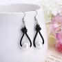 White Pearl Dangle Earrings on Genuine Leather Cord Hook Drop Bohemian Jewelry for Women