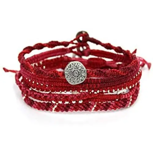 Wakami Earth Charm Bracelet | Handmade Boho Jewelry for Womens & Mens | Braided, Beaded, Waterproof, Fair Trade, Stackable Bracelets | Sliding closure and button closure the strands Wakami Earth Charm Bracelet | Handmade Boho Jewelry for Womens & Mens | Braided, Beaded, Waterproof, Fair Trade, Stackable Bracelets | Sliding closure and button closure the strands