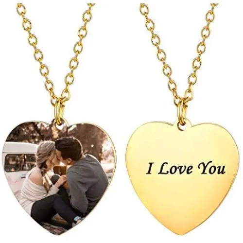U7 Personalized Dog Tags Necklace with Chain Stainless Steel Text/Image Print Photo Custom Engraving Pendant, Gift for Men Women(Tag/Round/Heart) U7 Personalized Dog Tags Necklace with Chain Stainless Steel Text/Image Print Photo Custom Engraving Pendant, Gift for Men Women(Tag/Round/Heart)