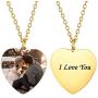 U7 Personalized Dog Tags Necklace with Chain Stainless Steel Text/Image Print Photo Custom Engraving Pendant, Gift for Men Women(Tag/Round/Heart)