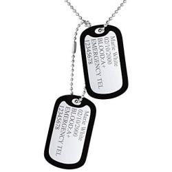 Custom4U Personalized Dog Tags Necklace for Men - Army Military Dog Tag with Silencer/Heart/Coin Pendant Free Engraving with Chain Stainless Steel - Custom Personalized Memory Jewelry for Men Women