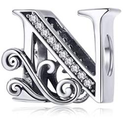 BETTY&SARAH 925 Sterling Silver Letter Charms for Pandora Bracelets Alphabet Initial Beads Jewelry Gift for Women