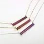 Ms.Iconic 35x6MM Silver Rose Gold Plated Rectangle Bar Mood Charm Color Change Necklace Color Changing Jewelry Bridesmaid Wedding Gift for Her
