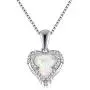 CiNily Ladies Angel Wing Necklace-White Opal Pendant Necklace Embellished with Cubic Zirconia Heart Shape Jewelry Gifts for Women Mom Girls