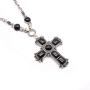 jonline24h Mens Womens Vintage Large Gothic Cross Pendant Necklace & Chain Red Green Black